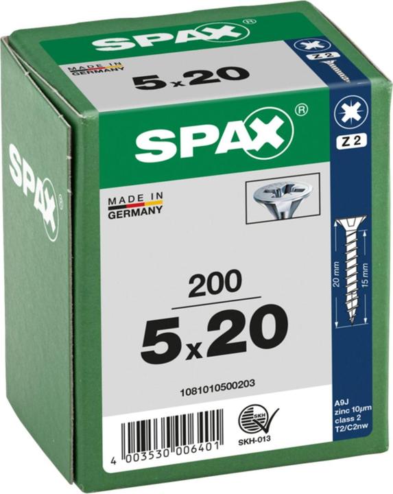 Produktbild Spax Senkmultikopf Kreuzschlitz Z2 Vollgewinde Wirox (200 Schrauben pro Stück)
