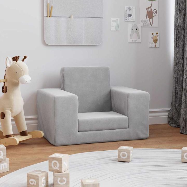 Immagine prodotto vidaXL Divano letto per bambini Grigio chiaro Morbido peluche