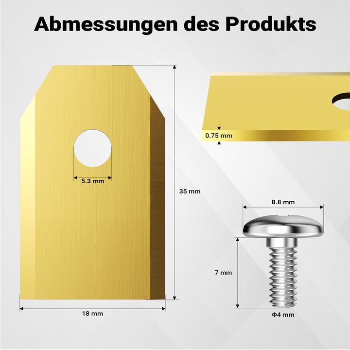 Immagine prodotto Wiltec Rasenroboter Messer Set Titan V1 35x18mm 18 Stück Mähroboter Rasenmäher (Robot falciante, Lame per tosaerba + lame di ricambio per macchine da giardino)