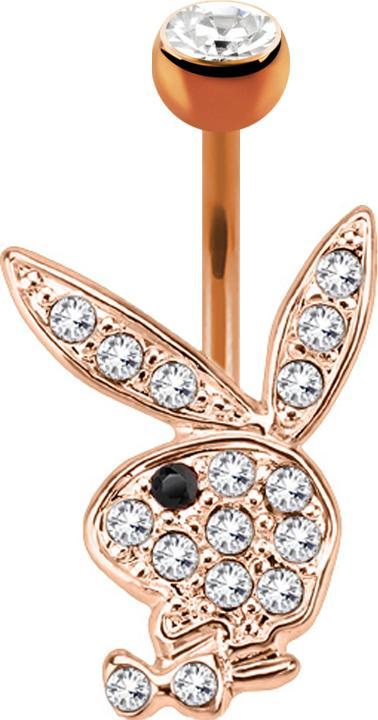 Actual product image Star Piercing Banana rose gold with Playboy Bunny black (Surgical steel 316L, without brass)