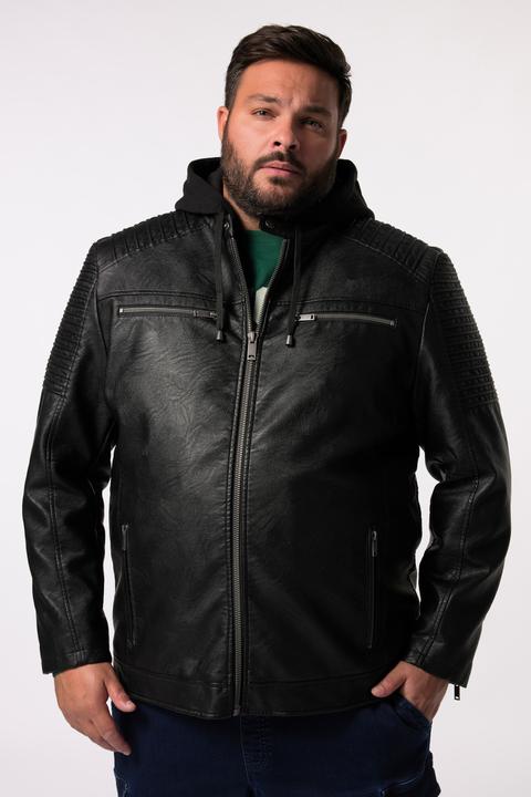 Produktbild Men+ Bikerjacke, Lederoptik, Jersey-Kapuze (7XL)
