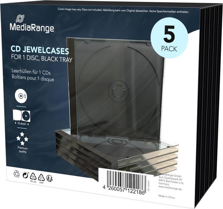 Productafbeelding MediaRange CD/DVD Retail Pack 1 Jewel Cases 5st.