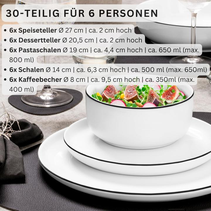 Actual product image Sänger Geschirr Marlo Black Rim (36 Piece)