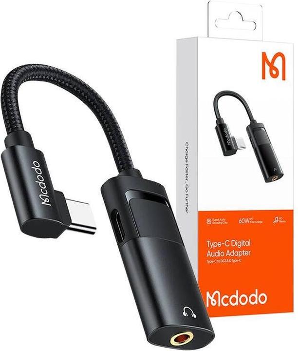 Immagine prodotto Mcdodo Adattatore da USB-C a AUX mini jack 3,5 mm + USB-C, CA-1880 (nero) (USB tipo C, Jack da 3.5mm)