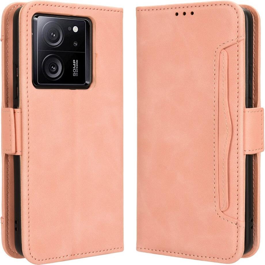 Cover-Discount Xiaomi 13T / 13T Pro - Etui mit vielen Kartenfächer rosa (Xiaomi 13T), Smartphone Hülle, Rosa