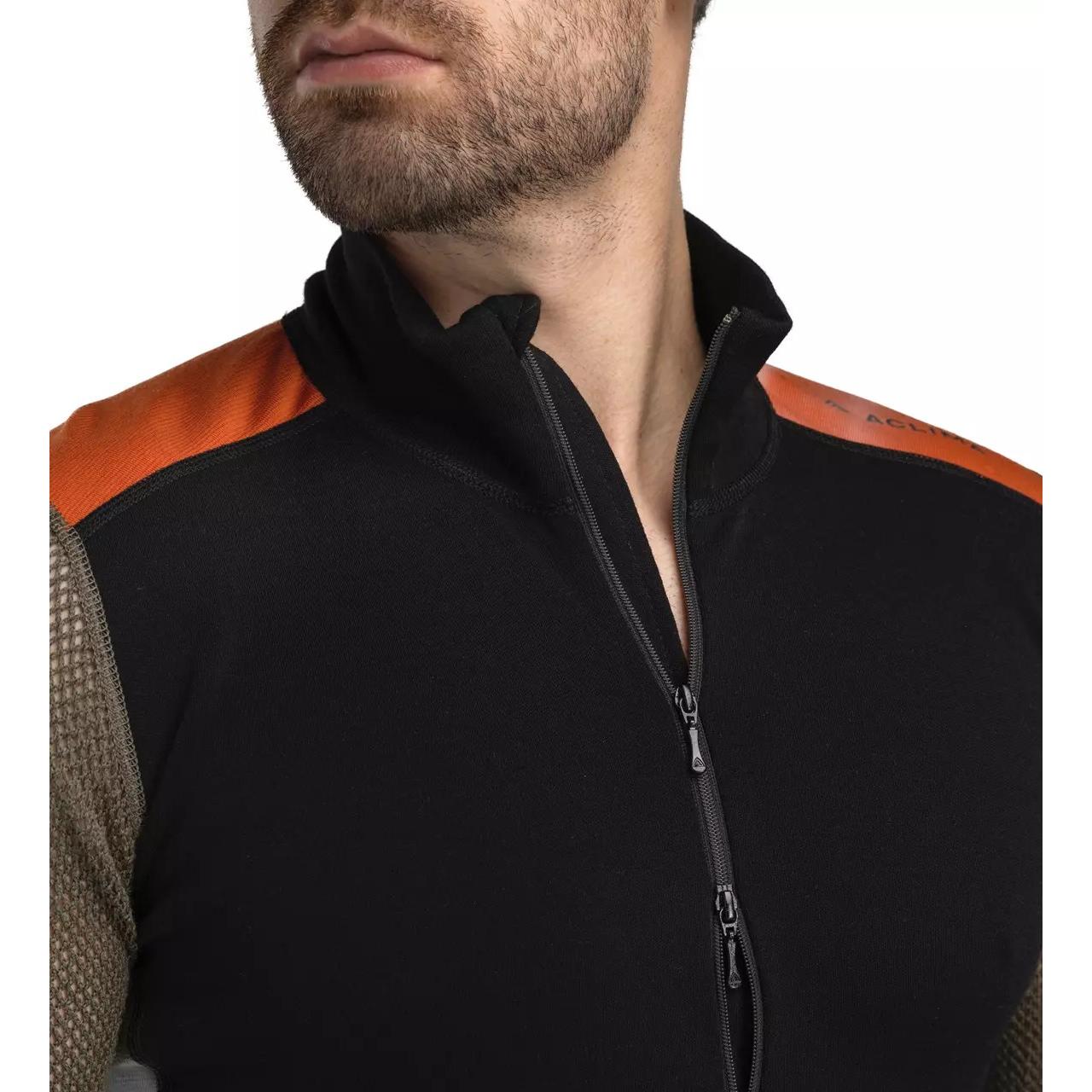 Aclima, Herren, Funktionsshirt, WoolNet Hybrid Mockneck Men (L), Schwarz, L