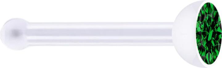 Image du produit Star Piercing Clou de nez droit transparent avec cristal vert (Matières plastiques, sans laiton)