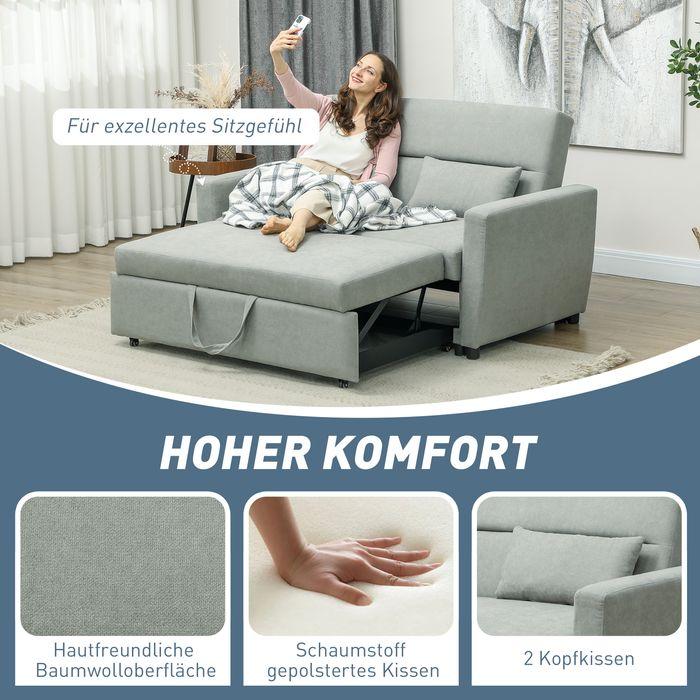 Immagine prodotto Swisshandel24 Schlafsofa, 2-Sitzer Sofa mit Schlaffunktion, Verstellbare Rückenlehne, Hellgrau (2 posti)
