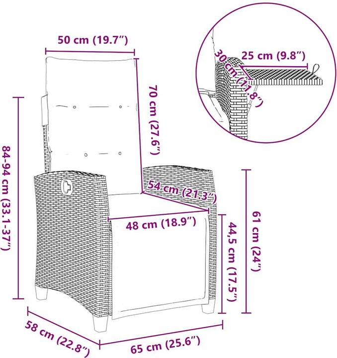 Produktbild vidaXL Gartensessel verstellbar