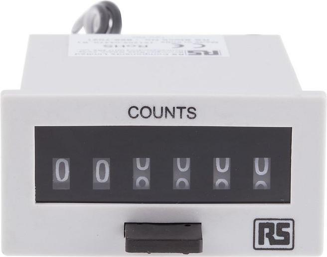 Actual product image RS PRO Electromech Impulse Counter 56x29mm 12V