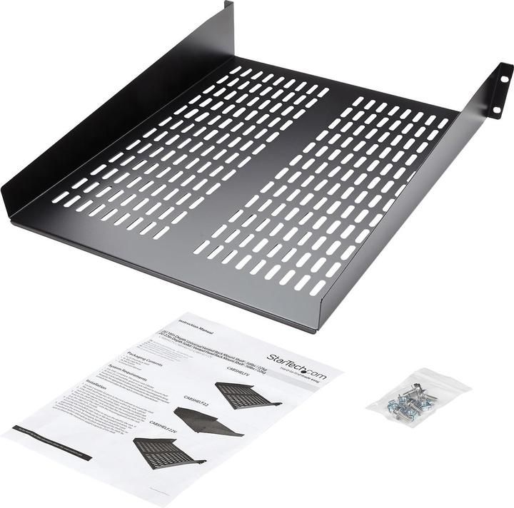 Productafbeelding StarTech 2 U Vast legbord voor serverrack/kast tot 22 kg - 55 cm diep - geventileerd