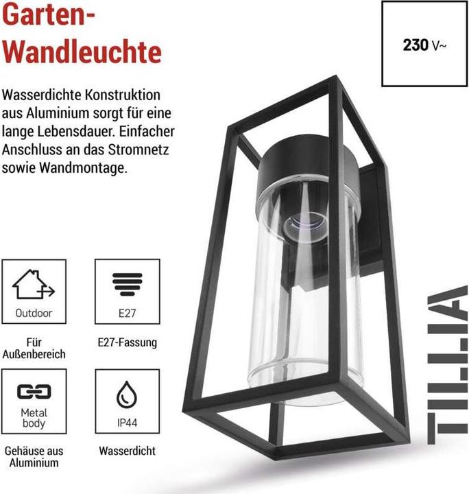 Image du produit Emos LED GARDEN LIGHT,E27,IP44,MAX 15W,WALL MOUNTED (E27, IP44)