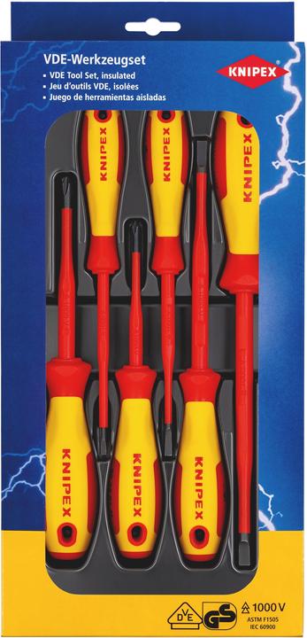 Knipex Jeu de tournevis VDE (Vis fendues, Recouvrement cruciforme Phillipps (PH))