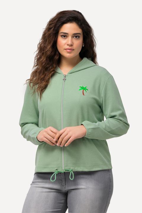 Produktbild Ulla Popken Sweatjacke, Piqué-Struktur, Kapuze, Kaktus-Stickerei (62)