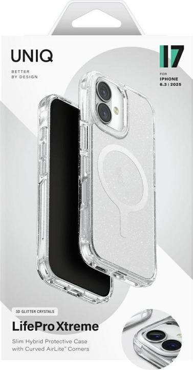 Actual product image Uniq LifePro Xtreme Case for iPhone 17 Magclick Charging Clear/Glitter (Apple iPhone 17)