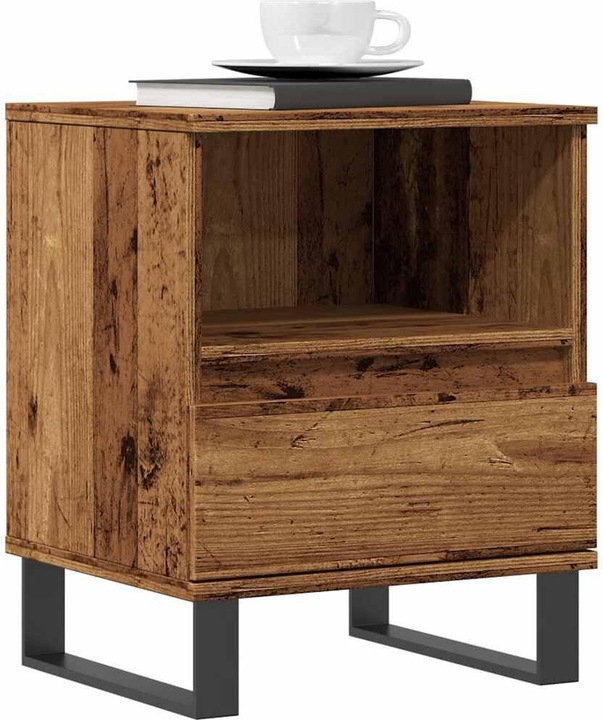 Productafbeelding VidaXL Nachtkastje Opbergruimte Nachtkastje Commode met laden Oud houtlook nachtkastje (40 x 35 x 50 cm)