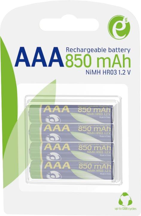 Immagine prodotto Energenie Batterie istantanee AAA ricaricabili (pronte all'uso), 850mAh, 4 pezzi in blister (4 pz., AAA, 850 mAh)