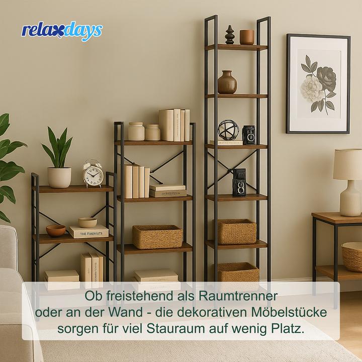 Produktbild Relaxdays Bücherregal Industrial Style (40 x 32 x 187 cm)