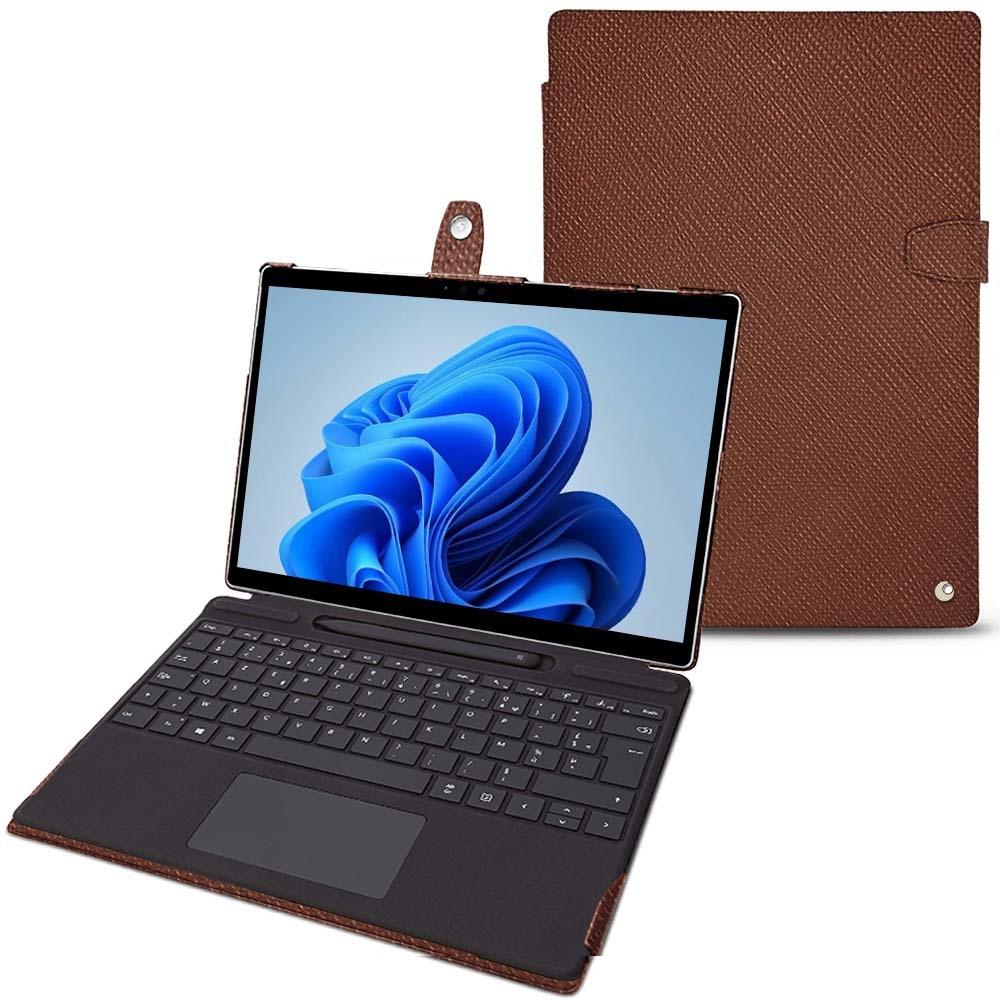 Noreve Lederschutzhülle Microsoft Surface Pro8 (Microsoft Surface Pro 8), Tablet Hülle, Braun