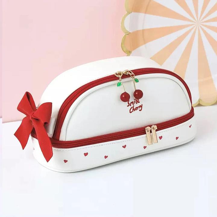 Pencil case with compartments, blue stationery