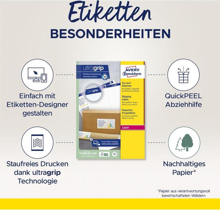 Actual product image Avery Versand labels