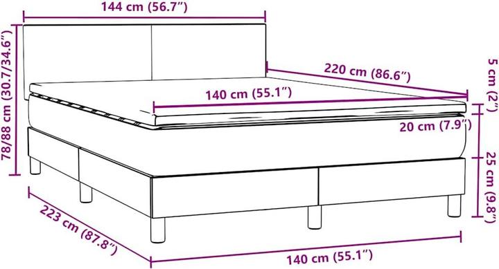 Produktbild vidaXL Boxspringbett (140 x 220 cm)