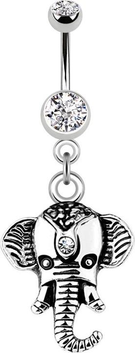 Produktbild Star Piercing Banane silber mit Anhänger Elefant (Messing, Chirurgenstahl 316L)