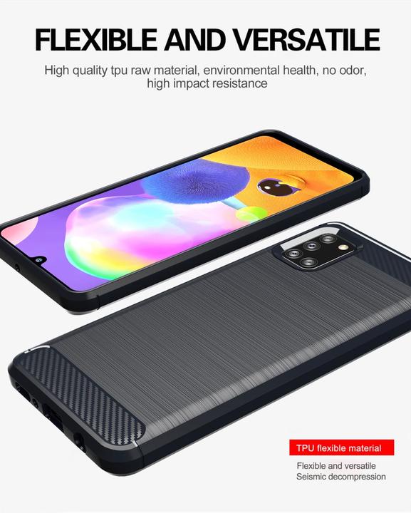 Produktbild Cadorabo TPU Ultra Slim carbon edelstahl Kombi Cover (Samsung Galaxy A31)