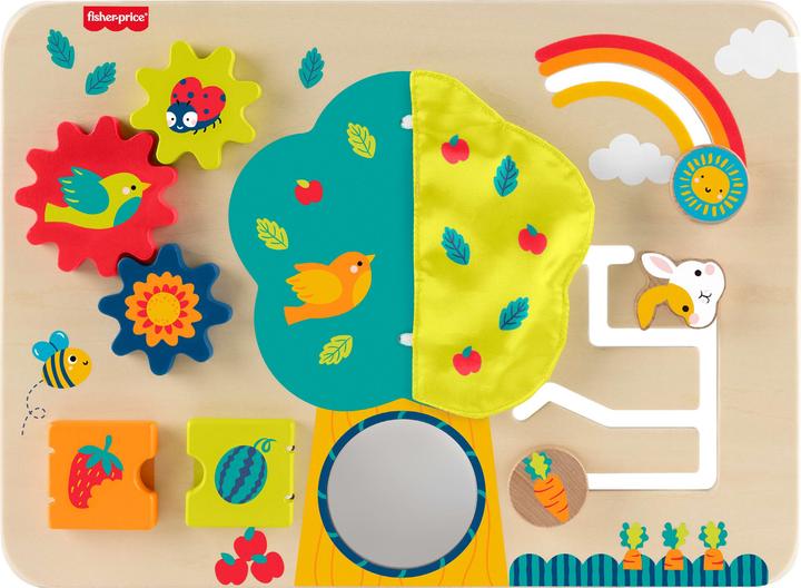 Actual product image Fisher-Price Wooden Activity Station Baby Busy Board Toy for Developmental Play, 1 Wood Piece