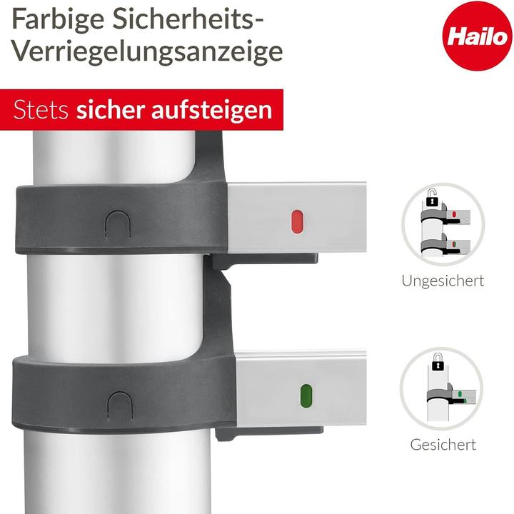 Image du produit Hailo FlexLine, échelle télescopique de sécurité en aluminium, 13nombre de barreaux (Échelle simple, 380 cm)
