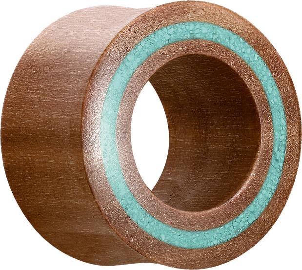 Actual product image Star Piercing Flared Tunnel Turquoise Edge Sawo Wood (Organic, without brass)