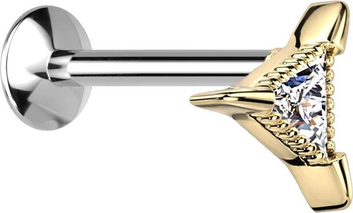 Image du produit Star Piercing Micro Threadless UFO Labret argent triangle doré cristal triangle argent (Laiton, Acier chirurgical 316L)