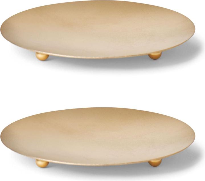 Actual product image Novaliv Set of 2 Candle Plates Decorative Plate GOLD 3 Feet Diameter 12cm Advent Wreath Candle Holder