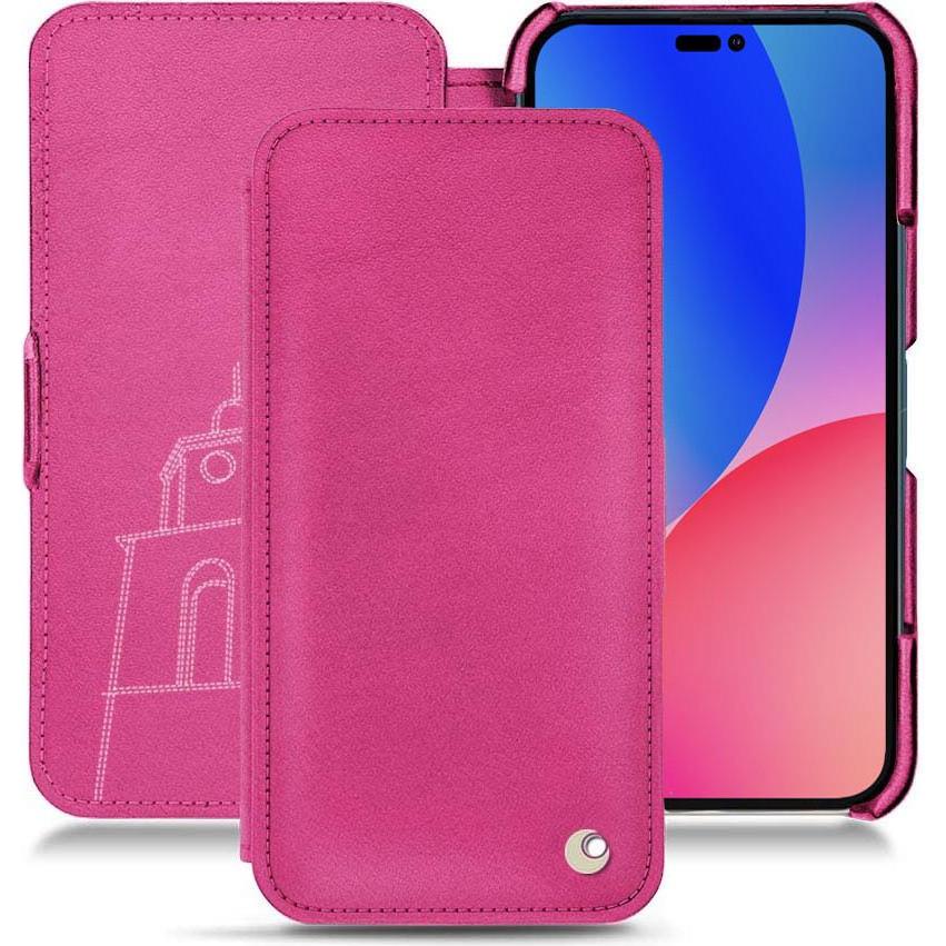 Noreve Lederschutzhülle horizontal (Apple iPhone 14 Pro Max), Smartphone Hülle, Rosa