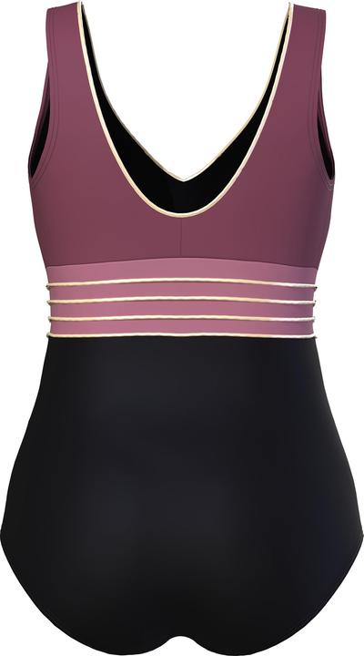 Produktbild Ulla Popken Badeanzug, Gold-Piping, Softcups, V-Ausschnitt, recycelt (44)