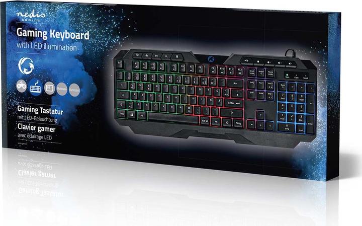 Produktbild Nedis Wired Gaming Keyboard | USB Type-A | Folientasten | LED | QWERTZ | DE-Layout | Netzkabellänge: (Deutschland, Kabelgebunden)