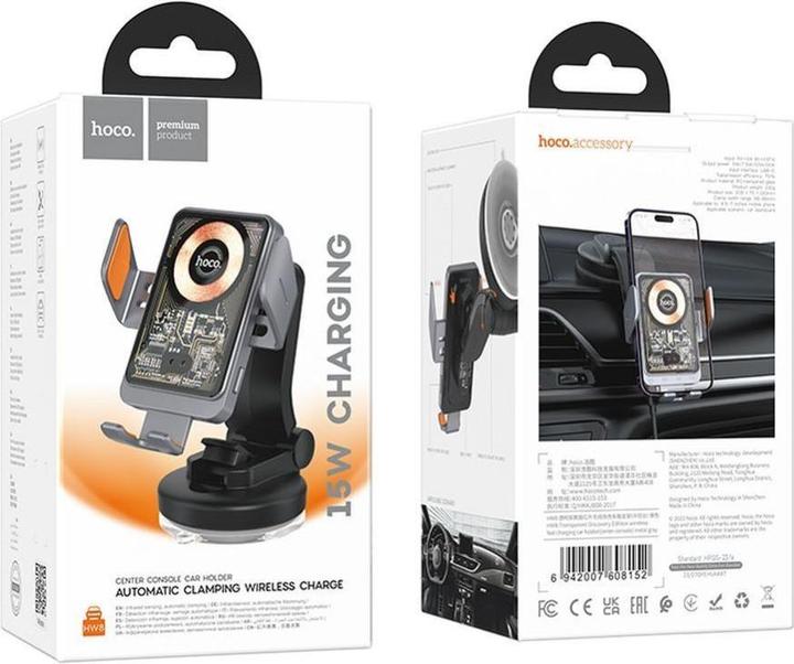 Image du produit Hoco Chargeur de voiture sans fil HW8, 15W, 1.67A, noir