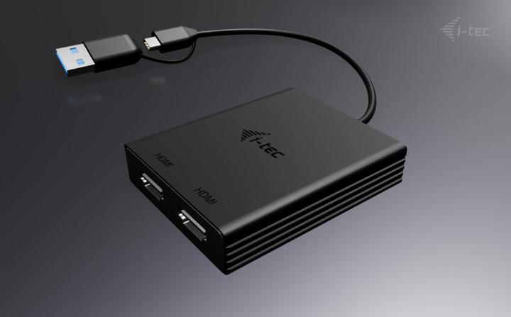 Immagine prodotto i-tec Adattatore video HDMI USB-A/USB-C doppio 4K Adattatore video HDMI 2x 4K con chip DisplayLink 6950 (USB-C, USB-A, 27 cm)