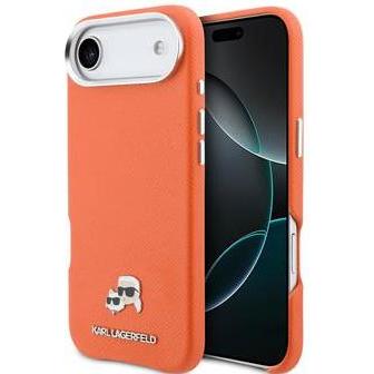 Karl Lagerfeld PU Karl and Choupette Heads Pins MagSafe Case for iPhone Air Orange, Cover smartphone, Arancia