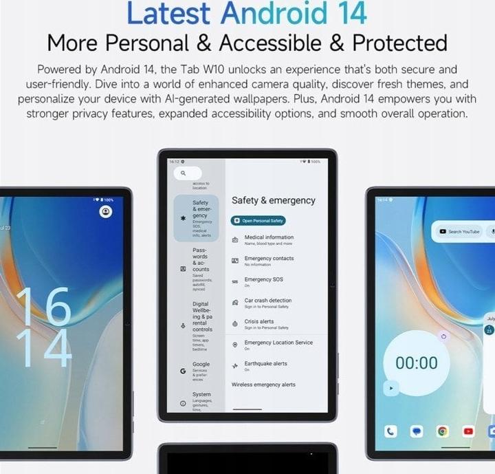 Image du produit Ulefone Tablet Tab W10 4GB/128GB WiFi (Space Grey) (3.98", 128 Go, Gris)