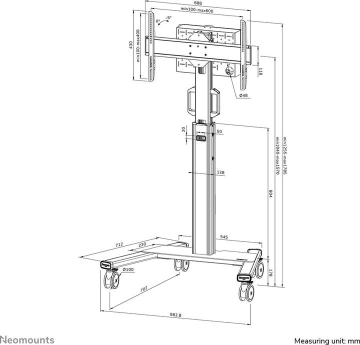 Image du produit Neomounts Trolley TV FL50S-825BL1 Noir (70", 70 kg)