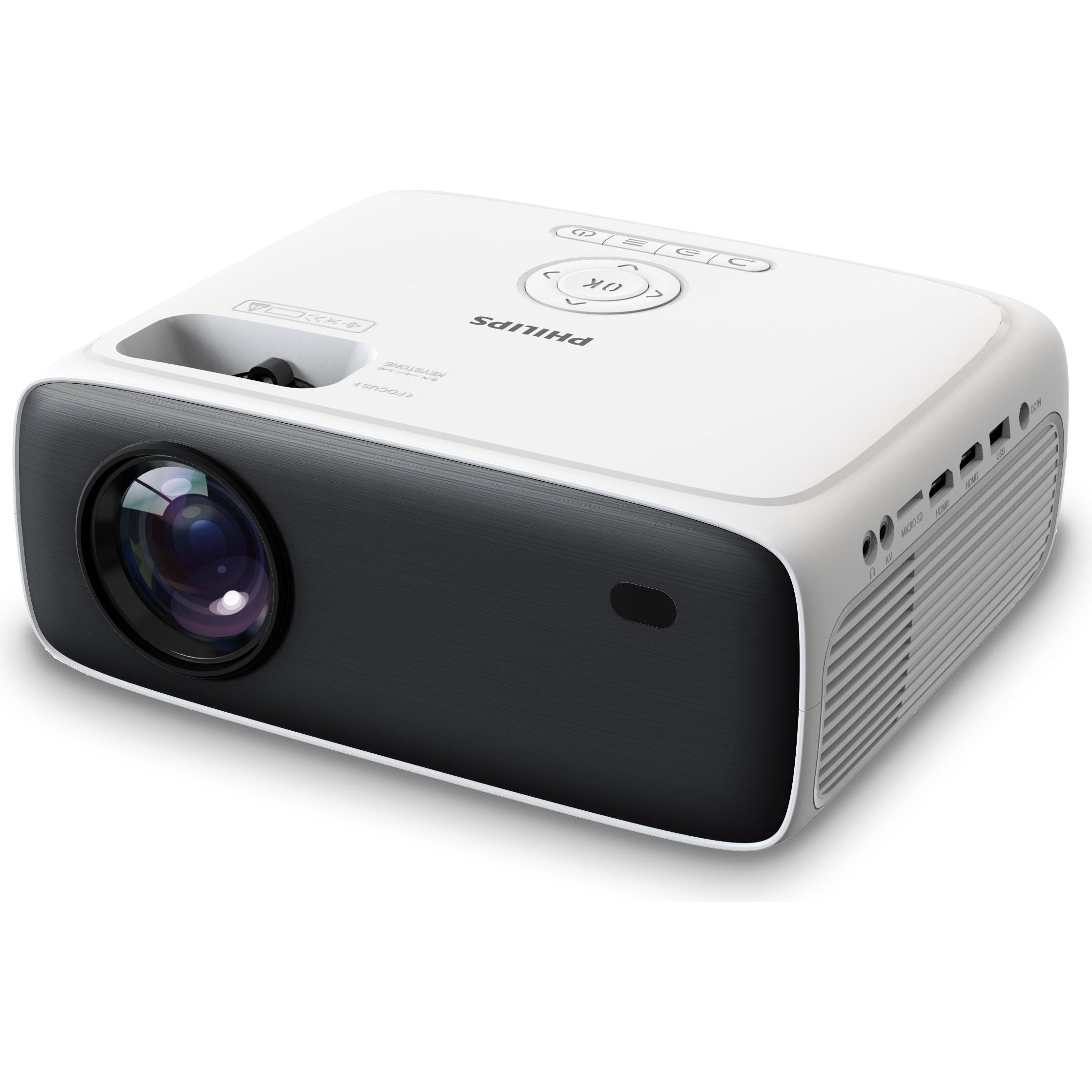 Philips Videoprojektor Neopix 200 (Full HD, 200 lm), Beamer, Schwarz, Weiss