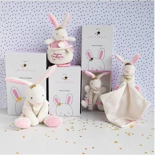 Actual product image Doudou et Compagnie Rabbit star cuddle cloth with pacifier holder15cm