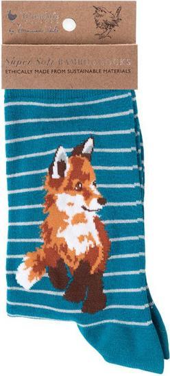 Actual product image Wrendale Design Socks Fox Sock teal - Fox (Single pack, 35 - 40, 37 - 42)