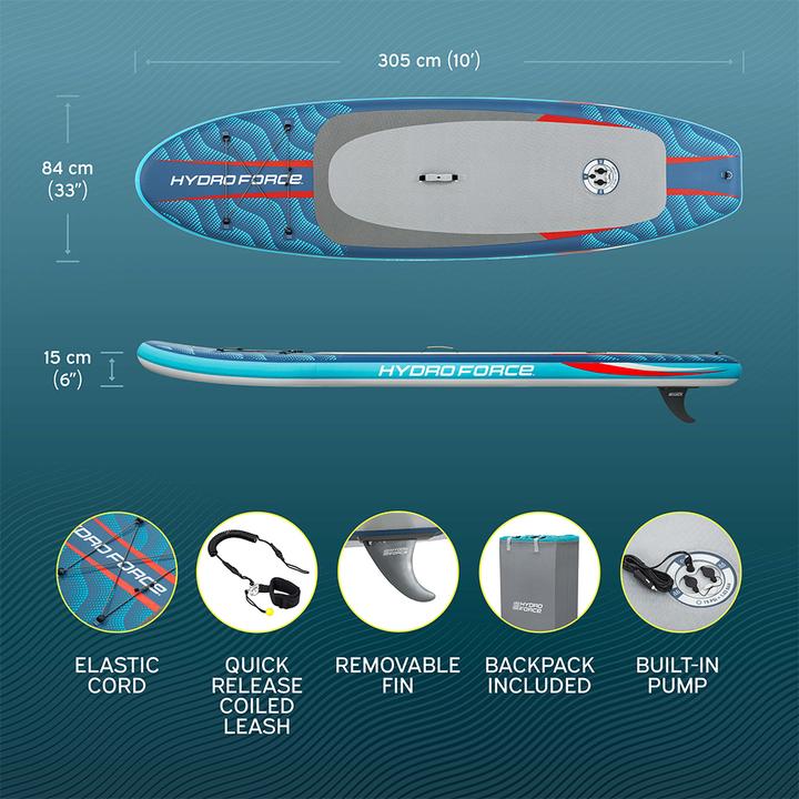 Image du produit Bestway Hydro Force Kit paddle SUP gonflable Oceana CompactAir avec pompe intégrée 3,05 m (10')