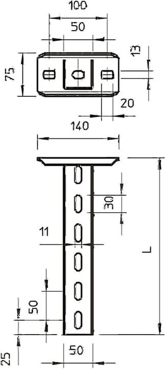 Actual product image OBO Bettermann Hanging Handle US 5 K/90 50x50x900
