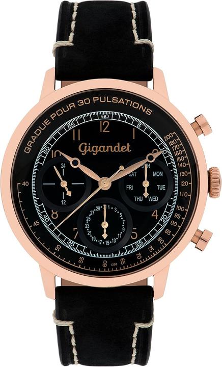 Gigandet Analogue vintage multifonction étanche avec bracelet cuir (Montre analogique)