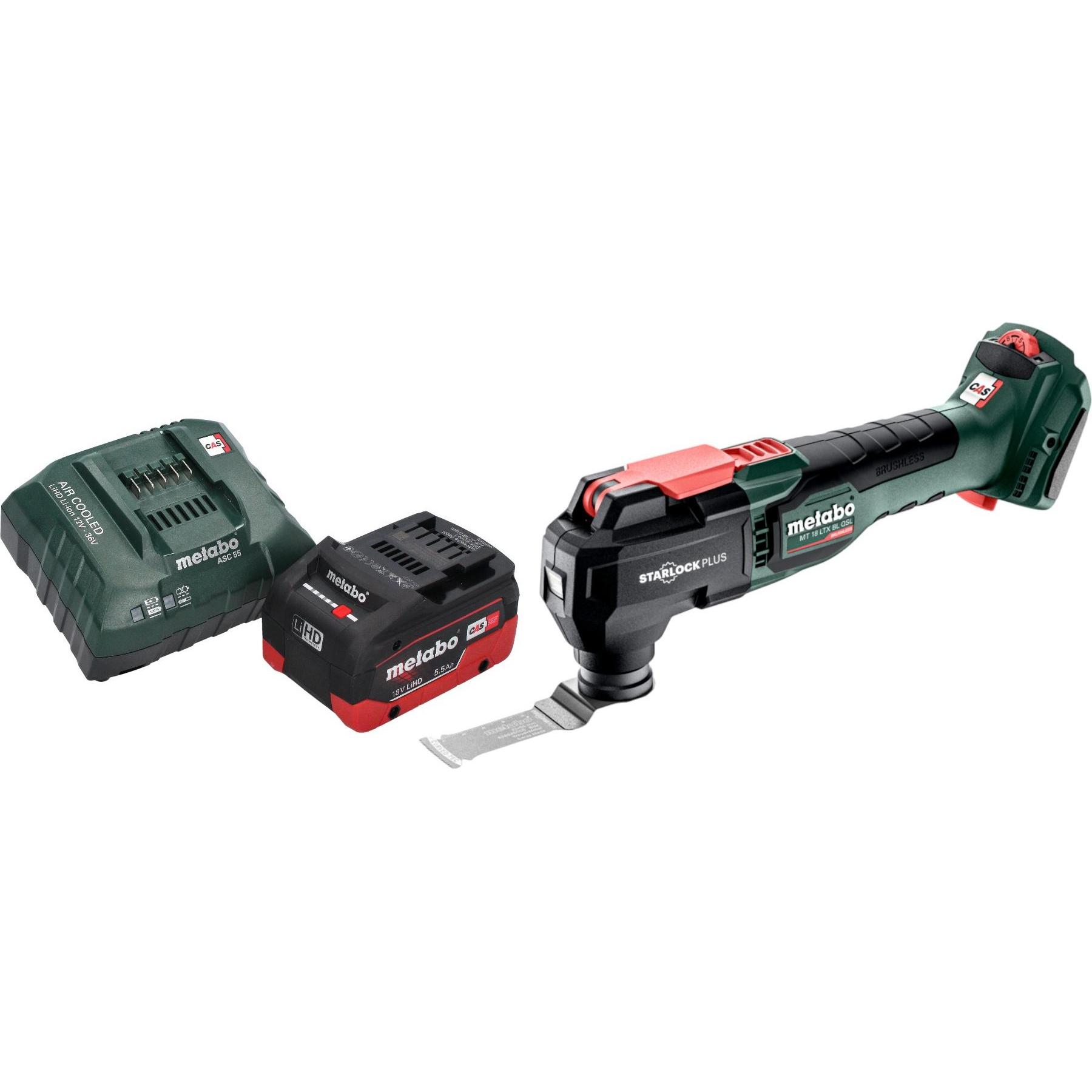 Metabo, Elettroutensile multifunzionale, MT 18 LTX BL QSL Akku Multitool 18 V Brushless Starlock Plus + 1x LiHD Akku 5,5 Ah +