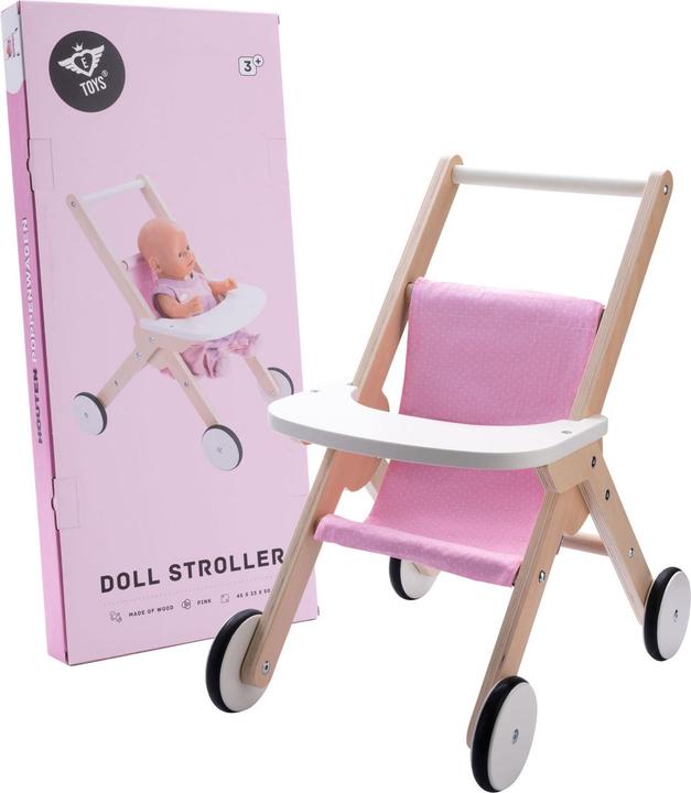 Image du produit Engelhart Poussette de poupée en bois, rose