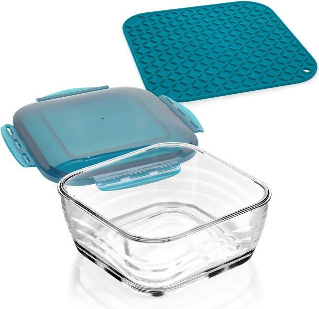 Productafbeelding Genius Nicer Dicer Chef glazen kom, set van 3, Donker petrol (2.80 l, 3x)